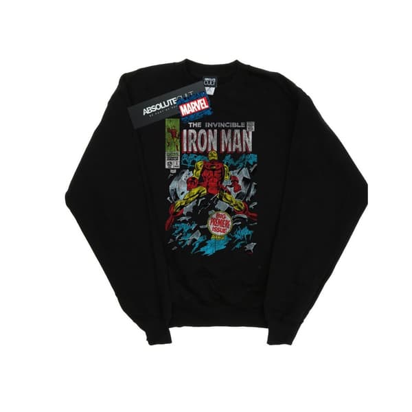 Marvel Womens/Ladies Invincible Iron Man Distressed Issue One Sweatshirt Black XL