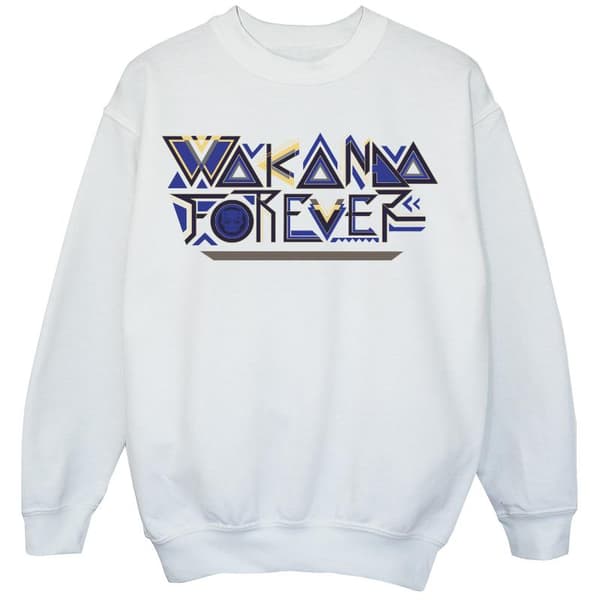 Marvel Wakanda Forever-tröja med tribaltext för flickor White 9-11 Years