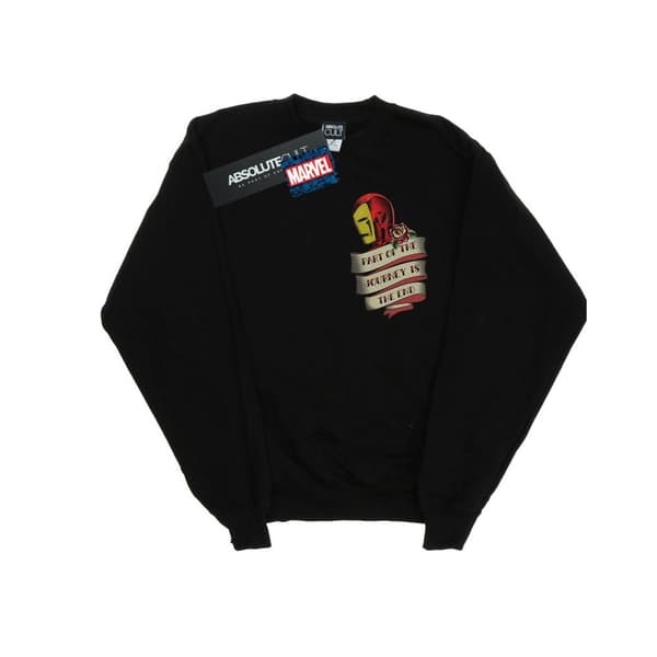 Marvel Mens Iron Man Tattoo Journey Breast Print Sweatshirt Black XL