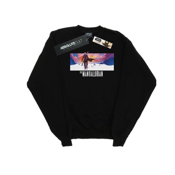 Star Wars Girls The Mandalorian Landscape Sweatshirt Black 7-8 Years