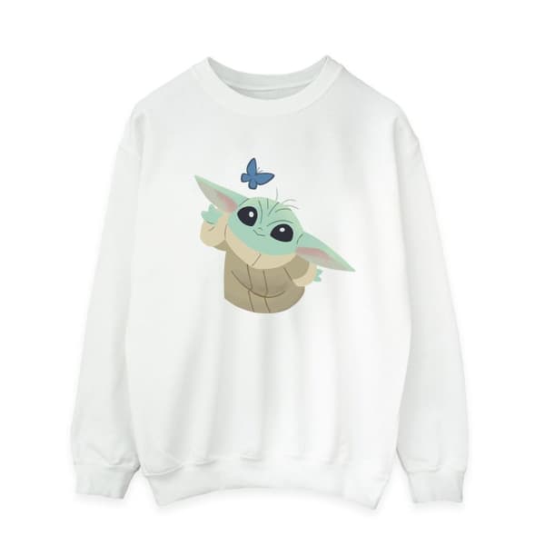 Star Wars Mens The Mandalorian Butterfly Catching Sweatshirt White M