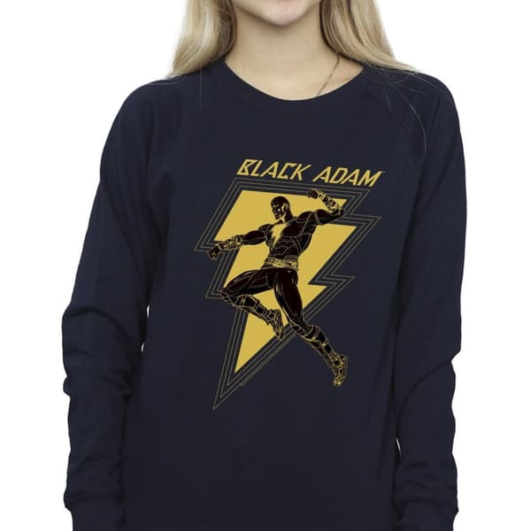 DC Comics Womens/Ladies Black Adam Golden Bolt Chest Sweatshirt