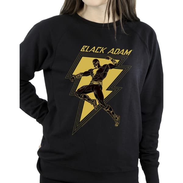 DC Comics Womens/Ladies Black Adam Golden Bolt Chest Sweatshirt