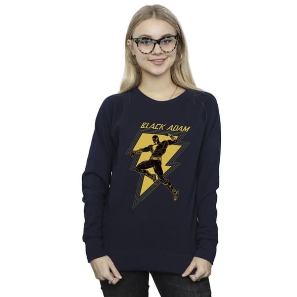 DC Comics Womens/Ladies Black Adam Golden Bolt Chest Sweatshirt
