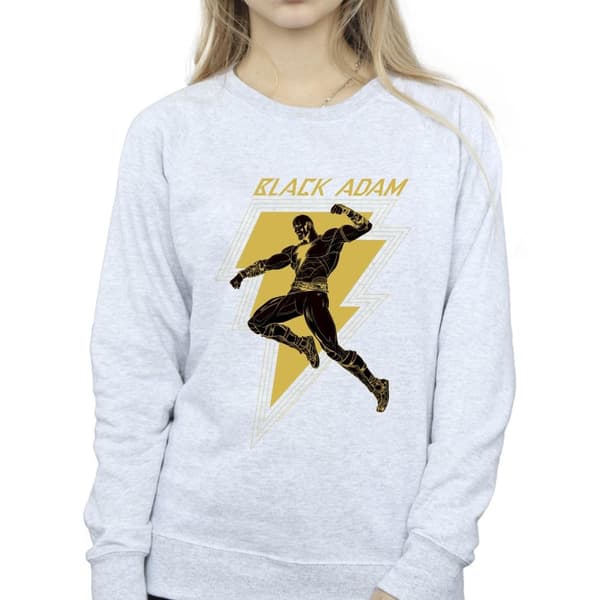 DC Comics Womens/Ladies Black Adam Golden Bolt Chest Sweatshirt
