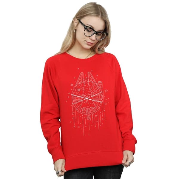 Star Wars Dam/Tjej Millennium Falcon Christmas Tree Delivery Sweatshirt