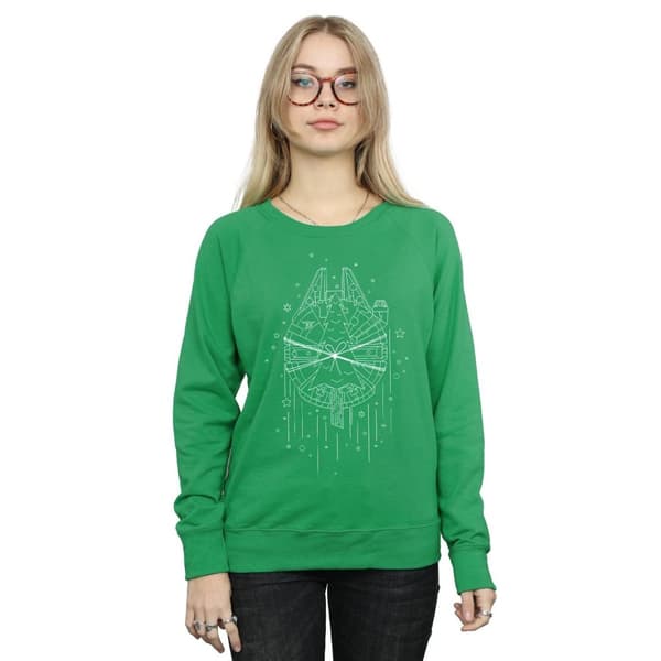 Star Wars Dam/Tjej Millennium Falcon Christmas Tree Delivery Sweatshirt