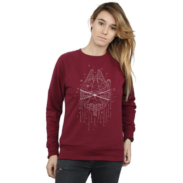 Star Wars Dam/Tjej Millennium Falcon Christmas Tree Delivery Sweatshirt