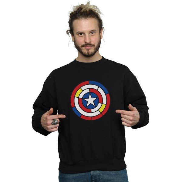 Marvel Mens Captain America Stained Glass Shield Sweatshirt