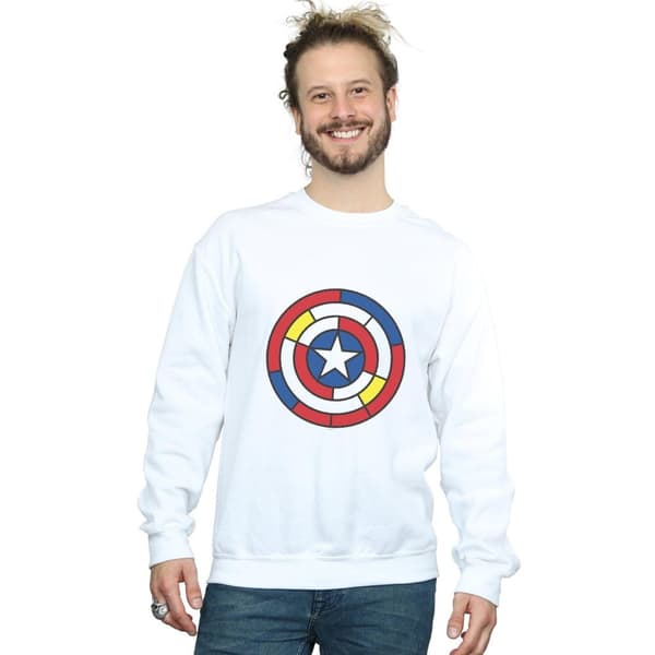Marvel Mens Captain America Stained Glass Shield Sweatshirt