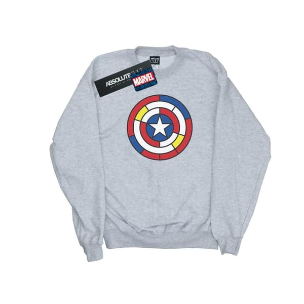 Marvel Mens Captain America Stained Glass Shield Sweatshirt Sports Grey 5XL