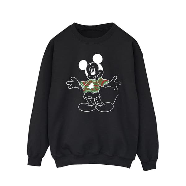 Disney Mens Mickey Mouse Xmas Jumper Sweatshirt Black 5XL