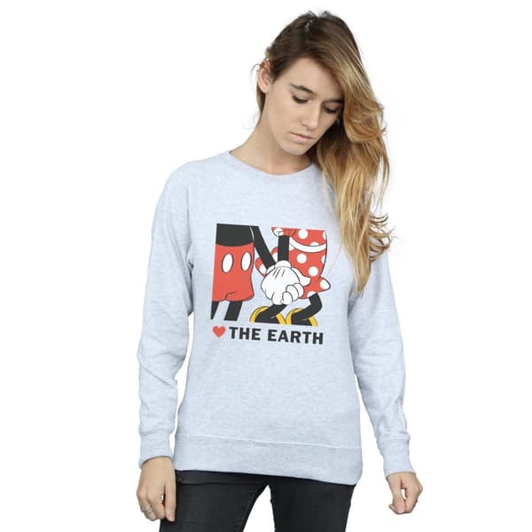 Disney Dam/Tjej Musse Pigg Hjärta Jorden Sweatshirt