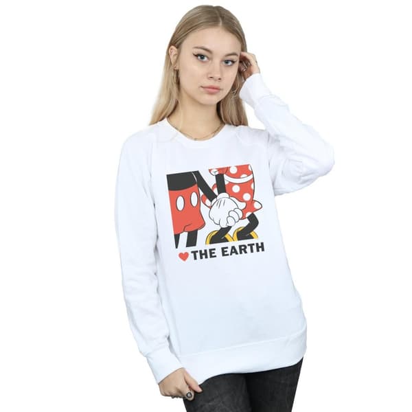 Disney Dam/Tjej Musse Pigg Hjärta Jorden Sweatshirt