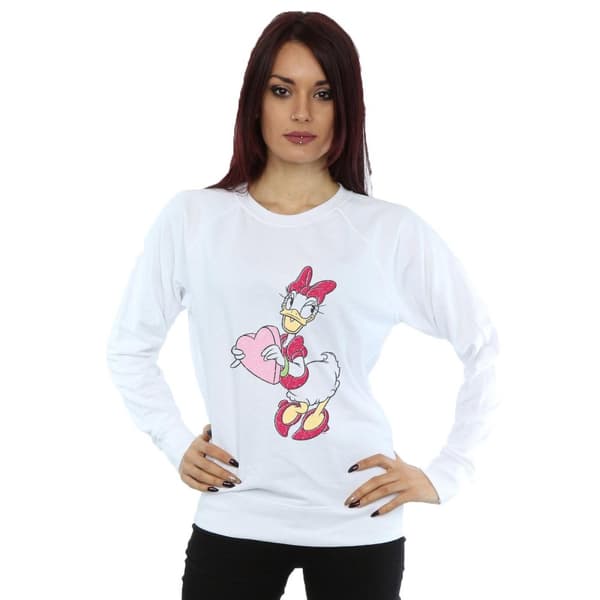 Disney Womens/Ladies Daisy Duck Love Heart Sweatshirt