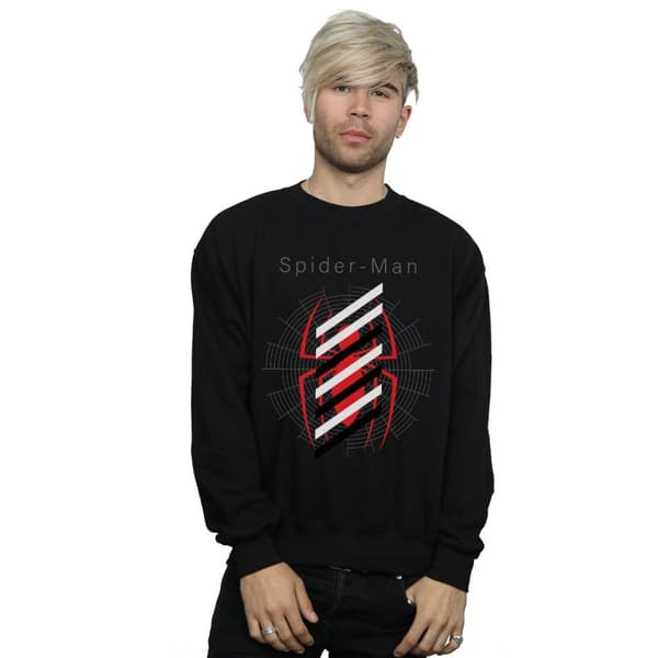 Marvel Mens Spider-Man Logo Stripes Sweatshirt