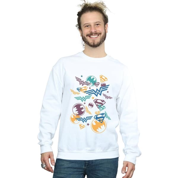 DC Comics Mens Justice League Floating Icons Sweatshirt