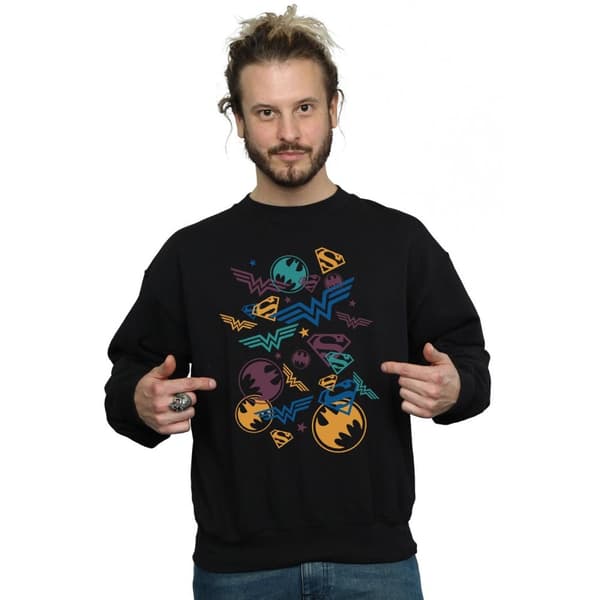 DC Comics Mens Justice League Floating Icons Sweatshirt