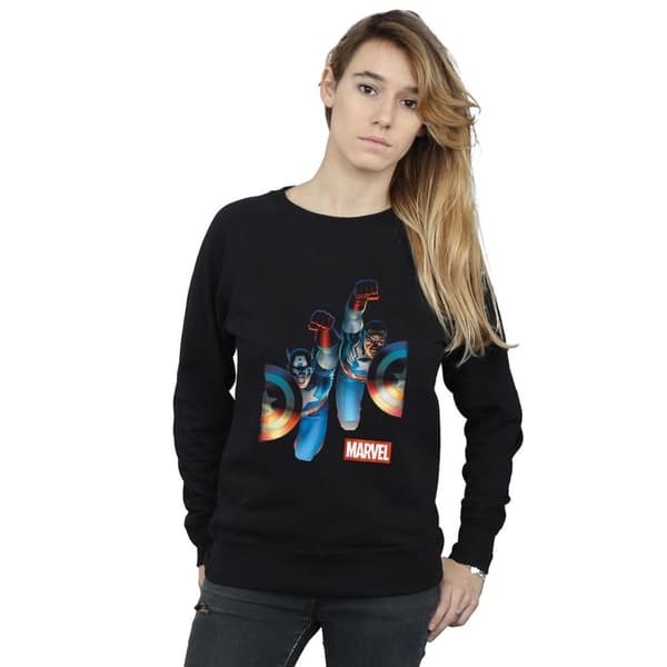 Marvel Sweatshirt med Falcon och Captain America sida vid sida - dam/dam