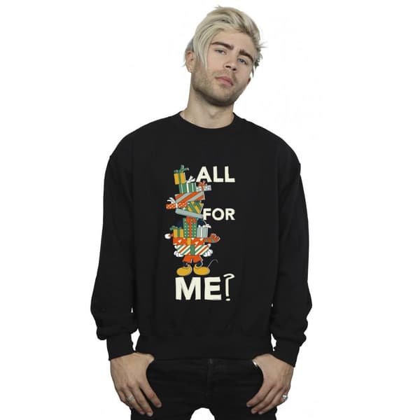 Disney Mens Mickey Mouse Presents All For Me Sweatshirt