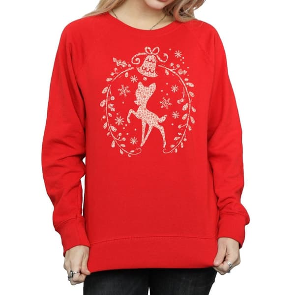 Disney Womens/Ladies Bambi Christmas Wreath Sweatshirt