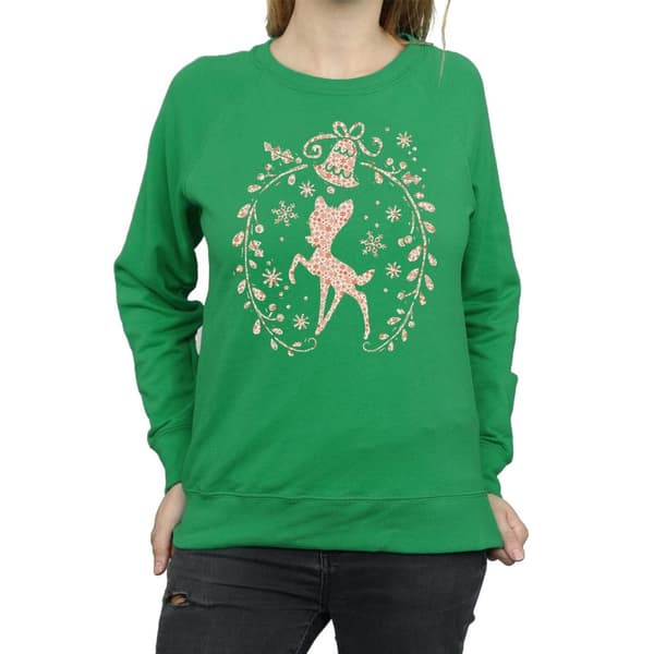 Disney Womens/Ladies Bambi Christmas Wreath Sweatshirt