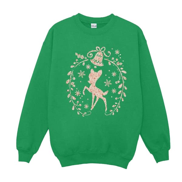 Disney Womens/Ladies Bambi Christmas Wreath Sweatshirt