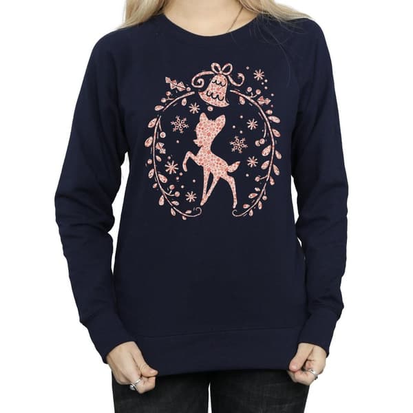 Disney Womens/Ladies Bambi Christmas Wreath Sweatshirt