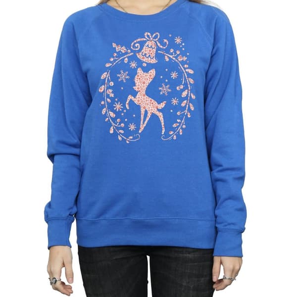 Disney Womens/Ladies Bambi Christmas Wreath Sweatshirt
