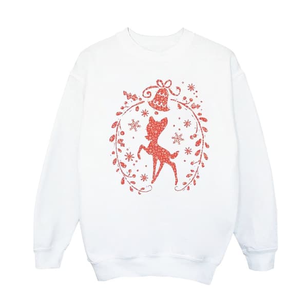 Disney Womens/Ladies Bambi Christmas Wreath Sweatshirt