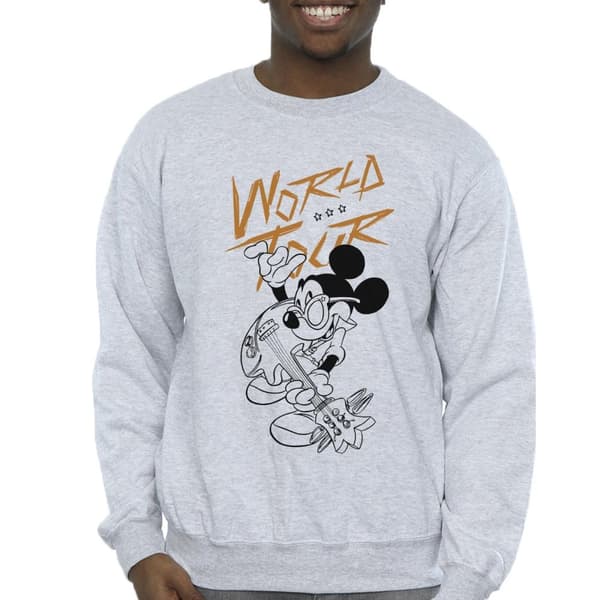 Disney Mens Mickey Mouse World Tour Line Sweatshirt