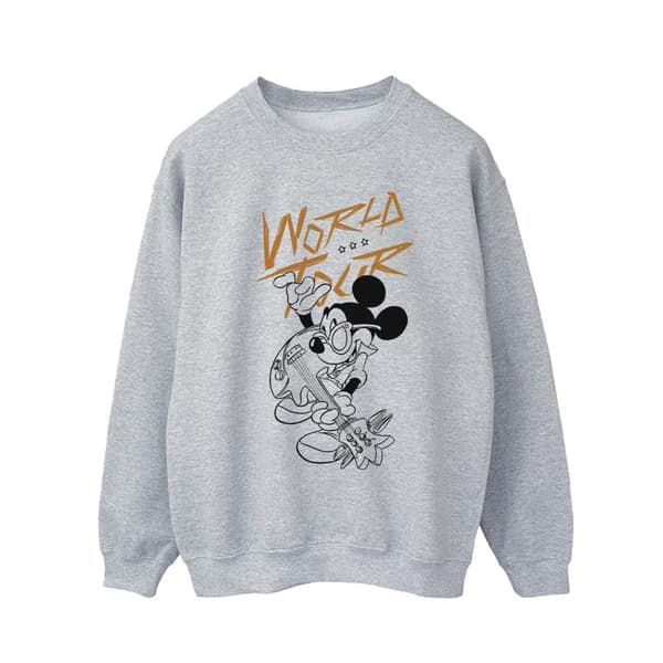 Disney Mens Mickey Mouse World Tour Line Sweatshirt