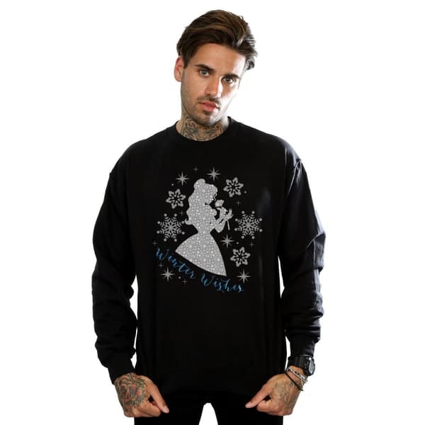 Disney Princess Mens Belle Winter Silhouette Sweatshirt