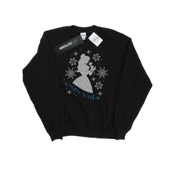 Disney Princess Mens Belle Winter Silhouette Sweatshirt Black M