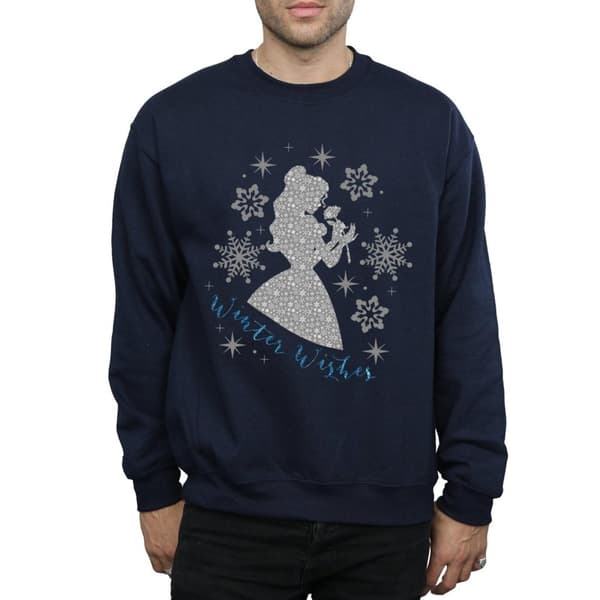 Disney Princess Mens Belle Winter Silhouette Sweatshirt