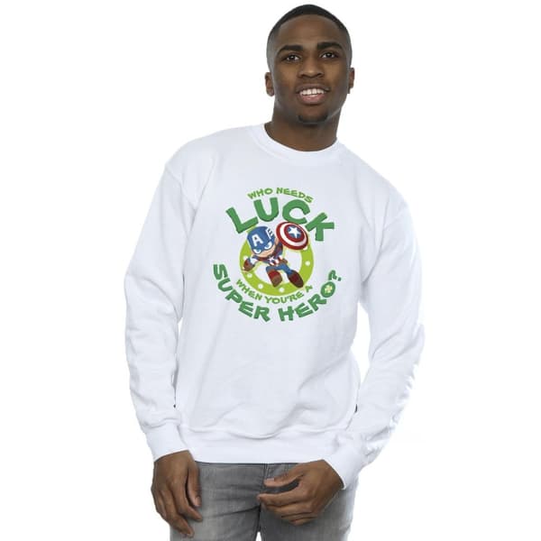Marvel Mens St Patrick´s Day Captain America Luck Sweatshirt