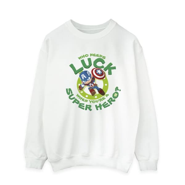 Marvel Mens St Patrick´s Day Captain America Luck Sweatshirt