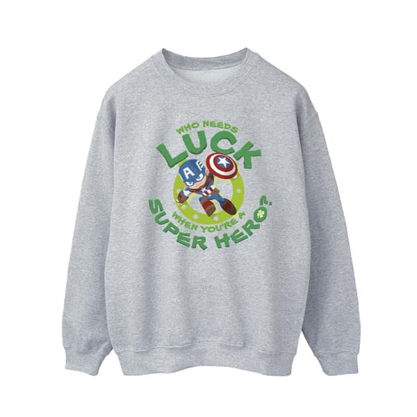 Marvel Mens St Patrick´s Day Captain America Luck Sweatshirt