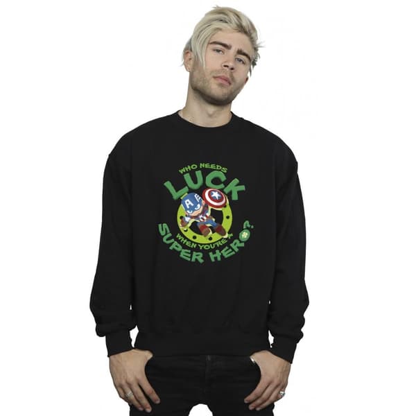 Marvel Mens St Patrick´s Day Captain America Luck Sweatshirt