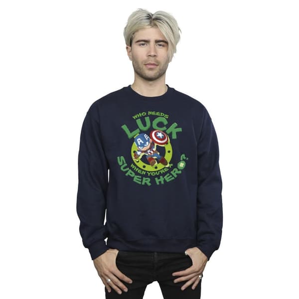 Marvel Mens St Patrick´s Day Captain America Luck Sweatshirt