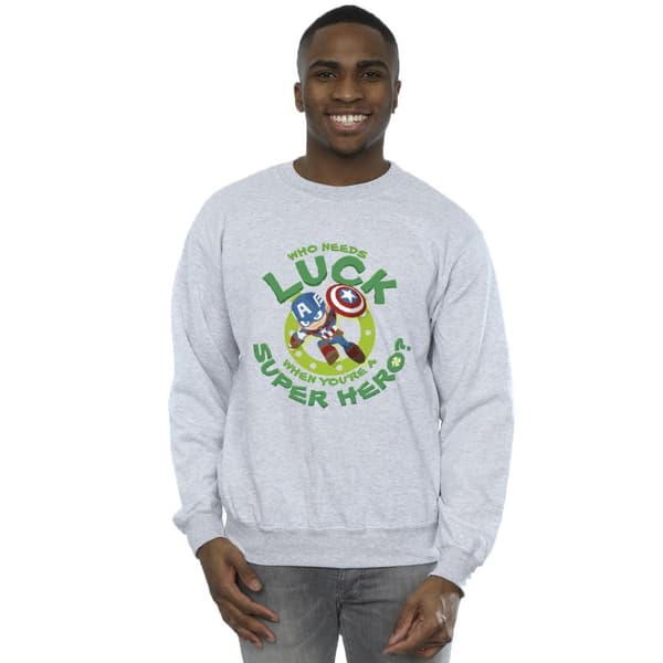 Marvel Mens St Patrick´s Day Captain America Luck Sweatshirt