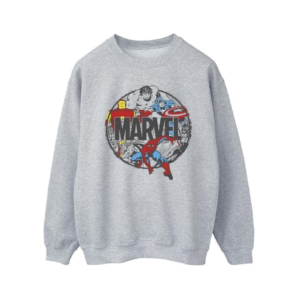 Marvel Mens Comics Character Circle Sweatshirt