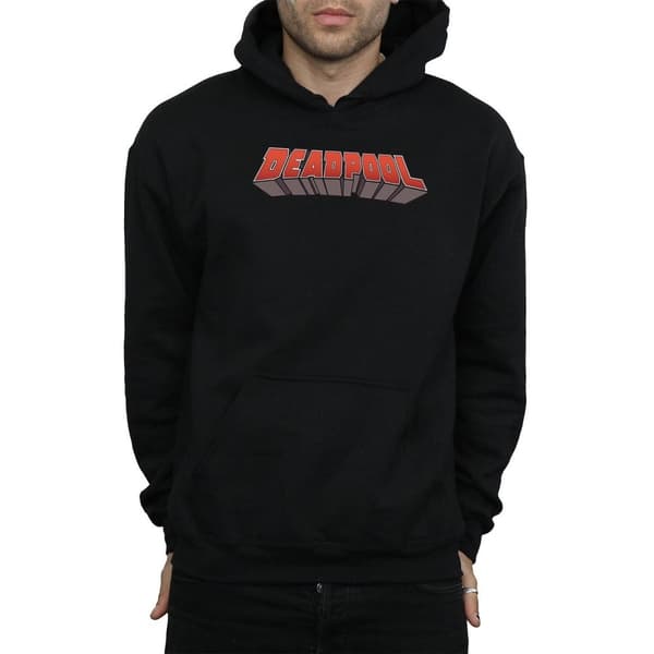Marvel Mens Deadpool Text Logo Hoodie
