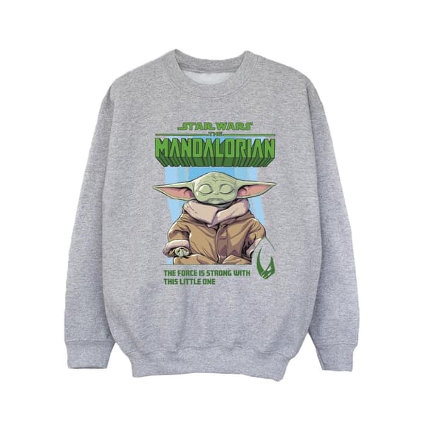 Star Wars Girls The Mandalorian The Force Is Strong Sweatshirt Sports Grey 7-8 Years