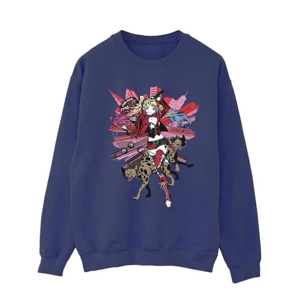 DC Comics Womens/Ladies Harley Quinn Hyenas Sweatshirt Navy Blue L