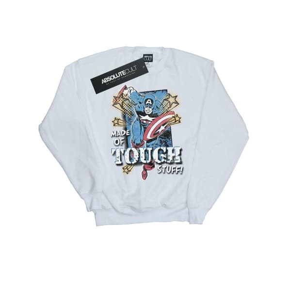 Marvel Mens Captain America Made Of Tough Stuff Sweatshirt White L
