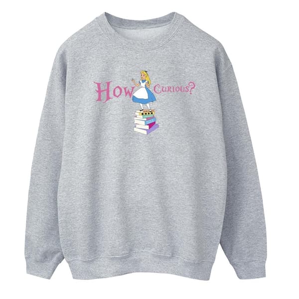 Disney Mens Alice In Wonderland How Curious Sweatshirt Sports Grey S
