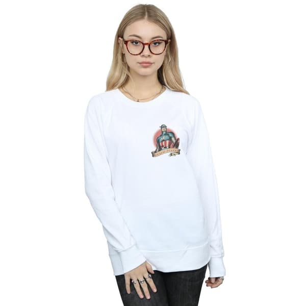 Marvel Womens/Ladies Captain America Tattoo Breast Print Sweatshirt