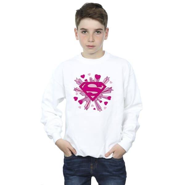 DC Comics Pojkar Superman Rosa Hjärtan Och Stjärnor Logo Sweatshirt