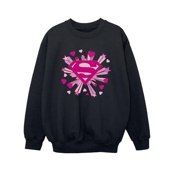 DC Comics Pojkar Superman Rosa Hjärtan Och Stjärnor Logo Sweatshirt